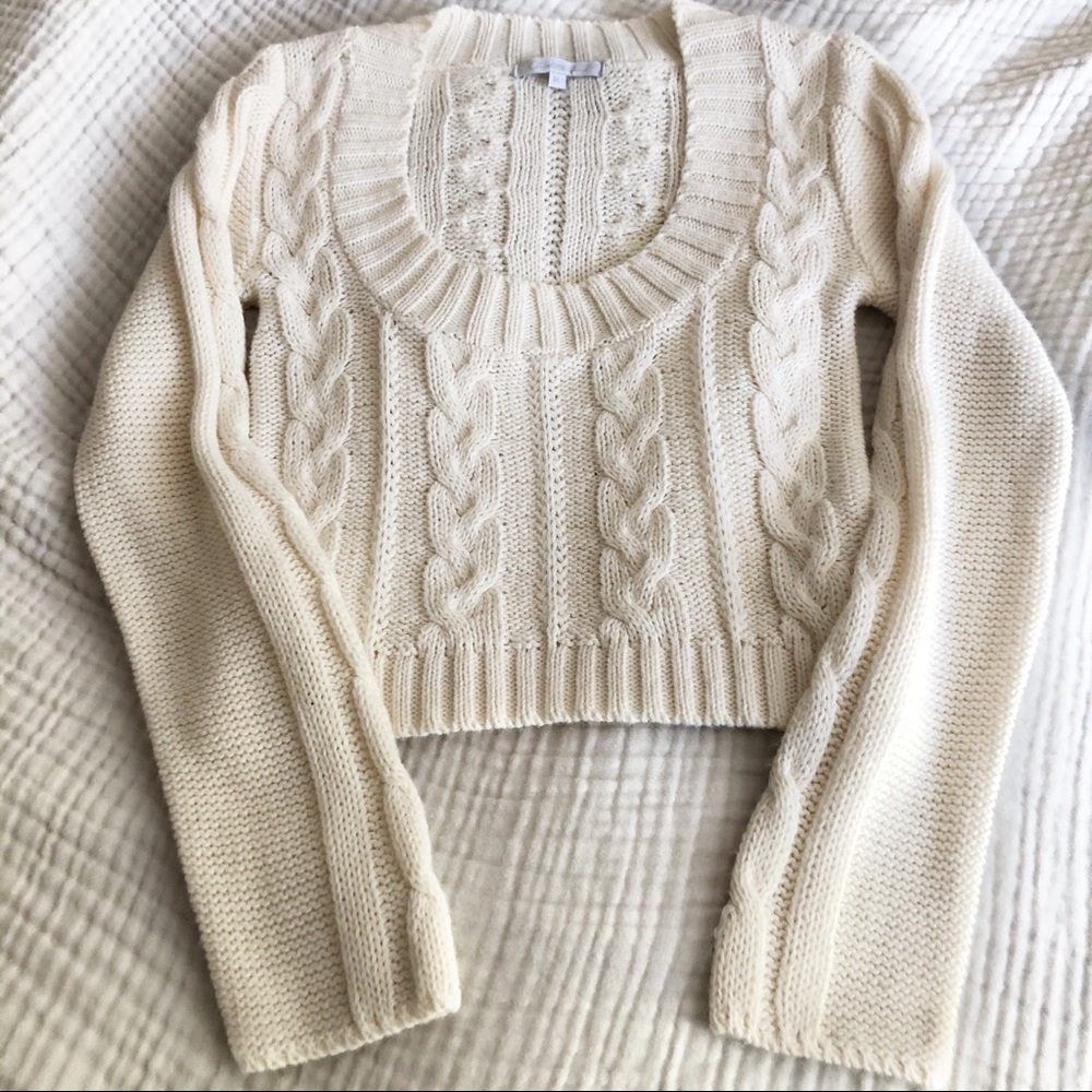 Charlotte Russe Cropped Cream Sweater